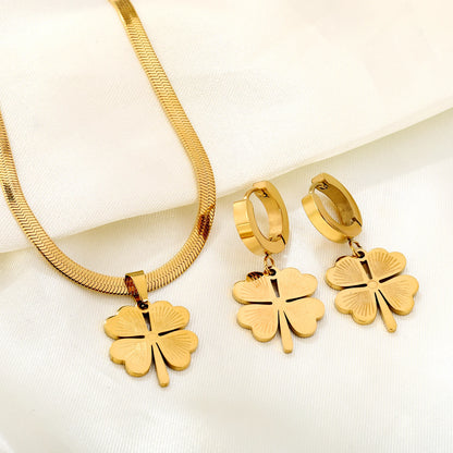 LUXUKISSKIDS Fashion Cubic Love Heart Necklace Earrings Bracelets Stainless Steel Minimalist Jewelry Set Women/Girls Accesories