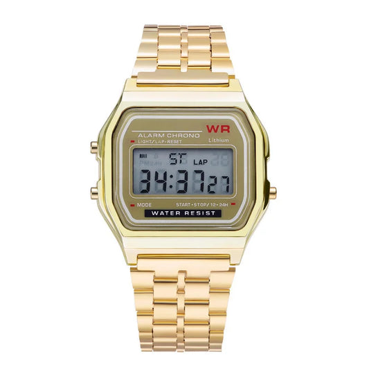 F91W Non-Waterproof Steel Band Watch For Women, Men,