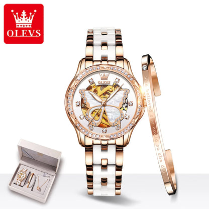OLEVS 6622 Women's Watch Butterfly Dial Luxury Waterproof Mechanical Watch For Women Automatic Wristwatch