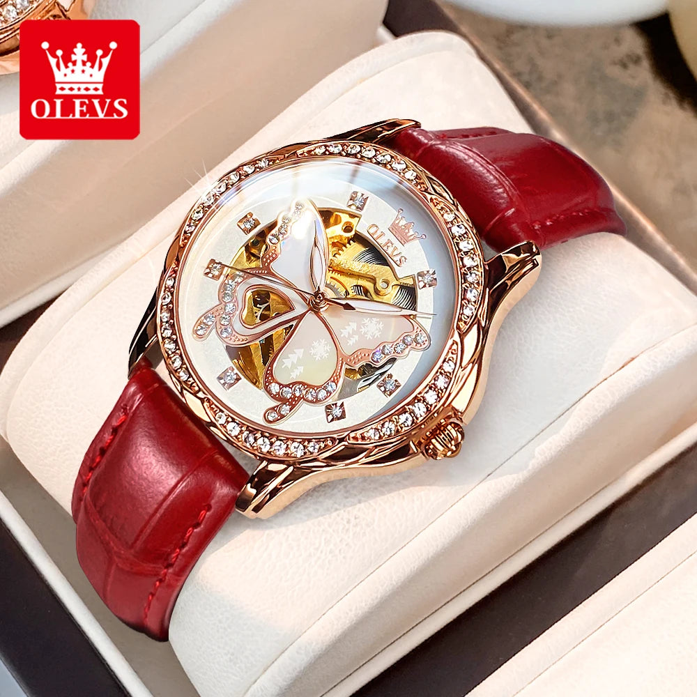 OLEVS 6622 Women's Watch Butterfly Dial Luxury Waterproof Mechanical Watch For Women Automatic Wristwatch