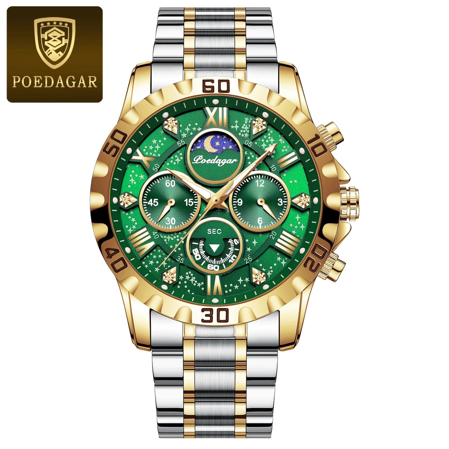 POEDAGAR Luxury Watch for Man Quartz Sports Men Watch Waterproof Luminous Stainless Steel Chronograph Men's Watches