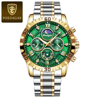 POEDAGAR Luxury Watch for Man Quartz Sports Men Watch Waterproof Luminous Stainless Steel Chronograph Men's Watches