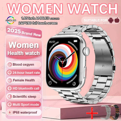 2025 NFC Women’s Smartwatch — 1.85 AMOLED BP & HR BT Call