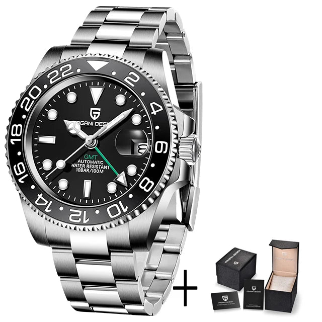 2024 New PAGANI DESIGN Luxury Men Mechanical Watches Stainless Steel GMT Watch Top Brand Sapphire Glass