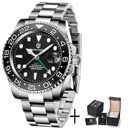 2024 New PAGANI DESIGN Luxury Men Mechanical Watches Stainless Steel GMT Watch Top Brand Sapphire Glass