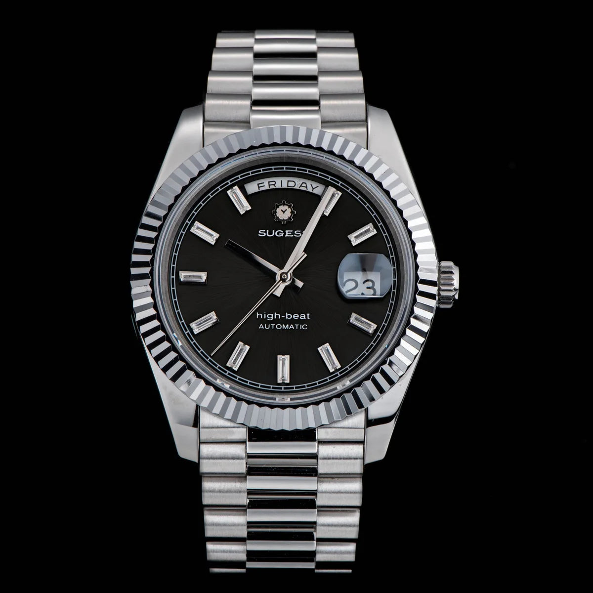 2023 New Sugess Watch of Men 40mm Day Date Automatic Dandong SL3034 Movement Retro Mechanical Wristwatch Sapphire Glass Golden
