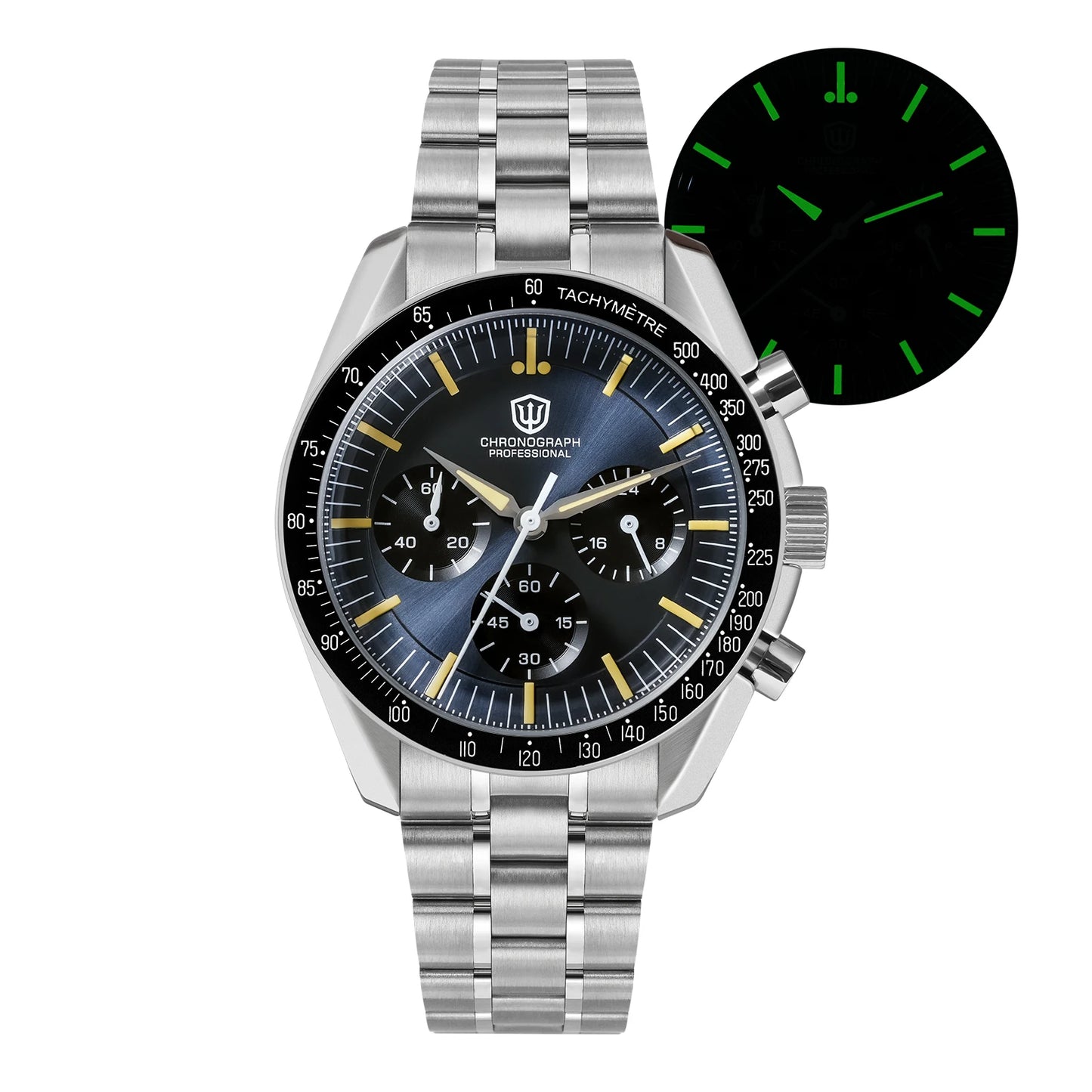 Watchdives WD1863 Chronograph Watch VK63 Quartz Movement Bubble Sapphire Crystal 10Bar Waterproof Luminous 39mm Vintage Watches