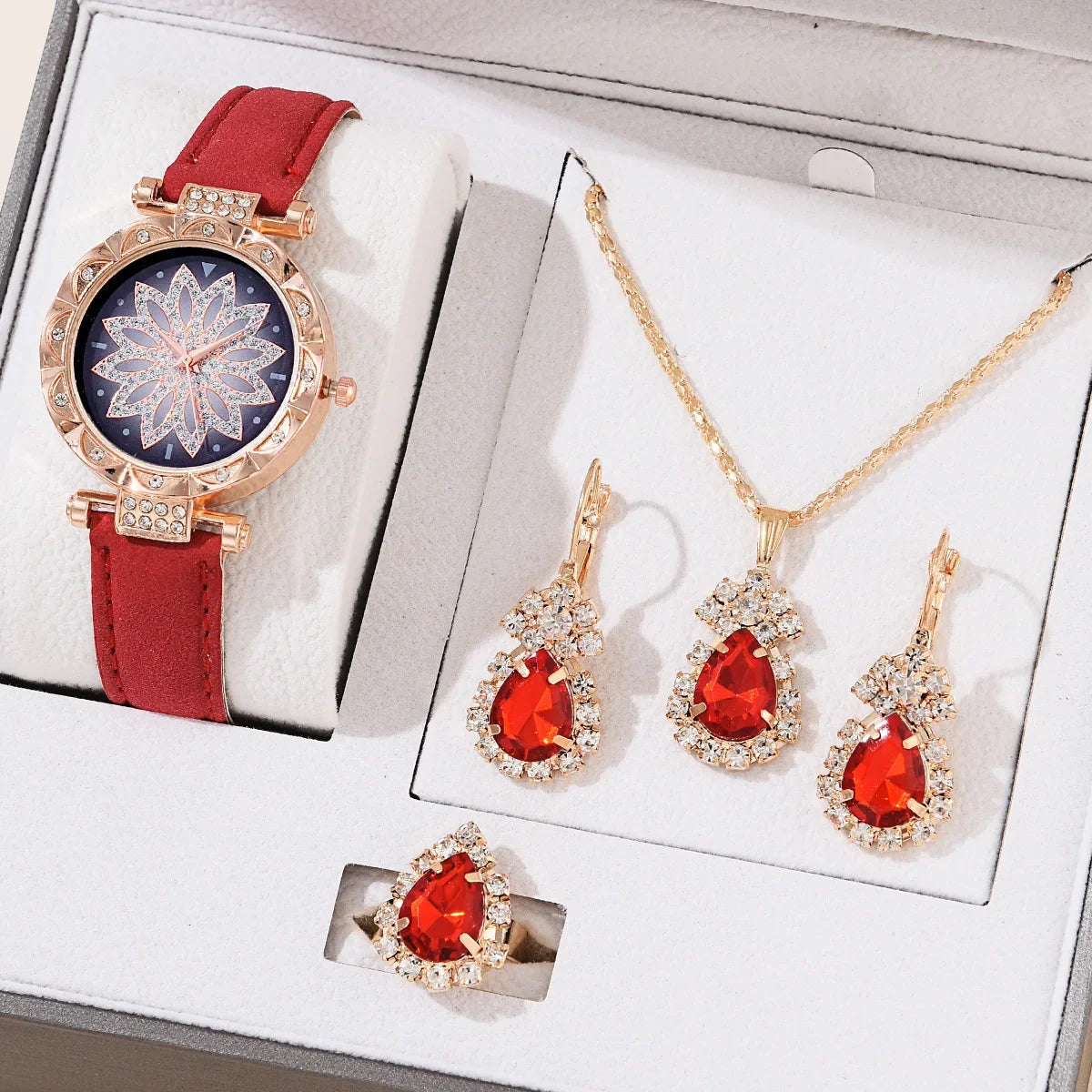 5pcs/set Watch Accessories Necklaces Earrings Rings Ladies' Business Commuting Daily Leisure Light Luxury Temperament Jewelry