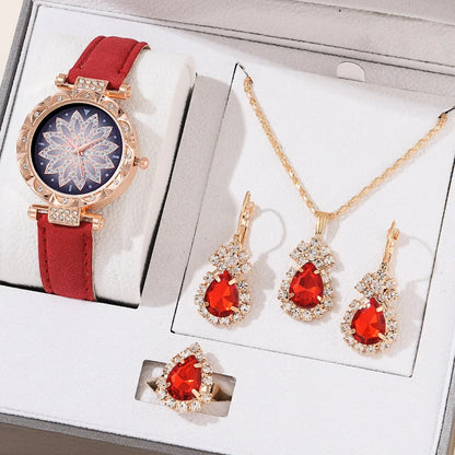 5pcs/set Watch Accessories Necklaces Earrings Rings Ladies' Business Commuting Daily Leisure Light Luxury Temperament Jewelry
