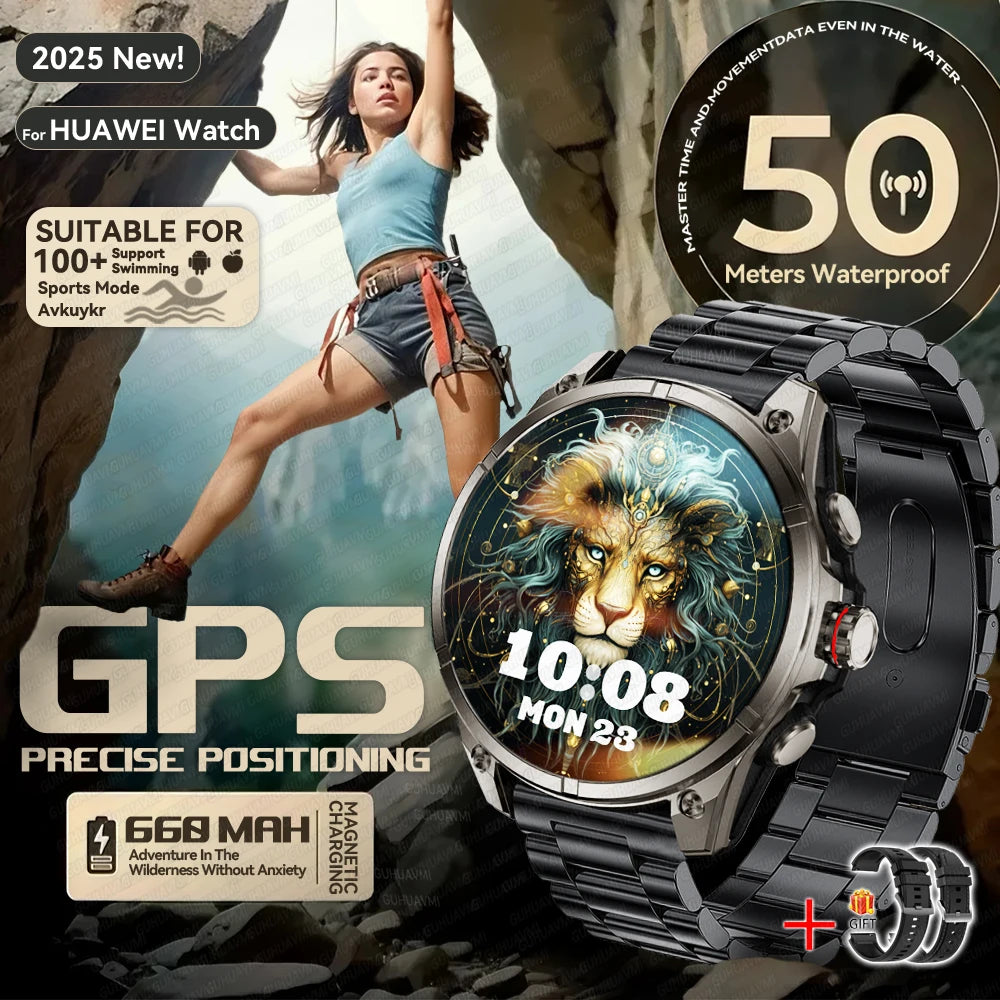 Urban Gear 2025 New Premium GPS Smart Watch Outdoor Altimeter Barometer AMOLED Screen Built-in