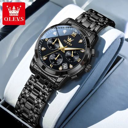 OLEVS 2858 Luxury Quartz DiamondAccent Chronograph