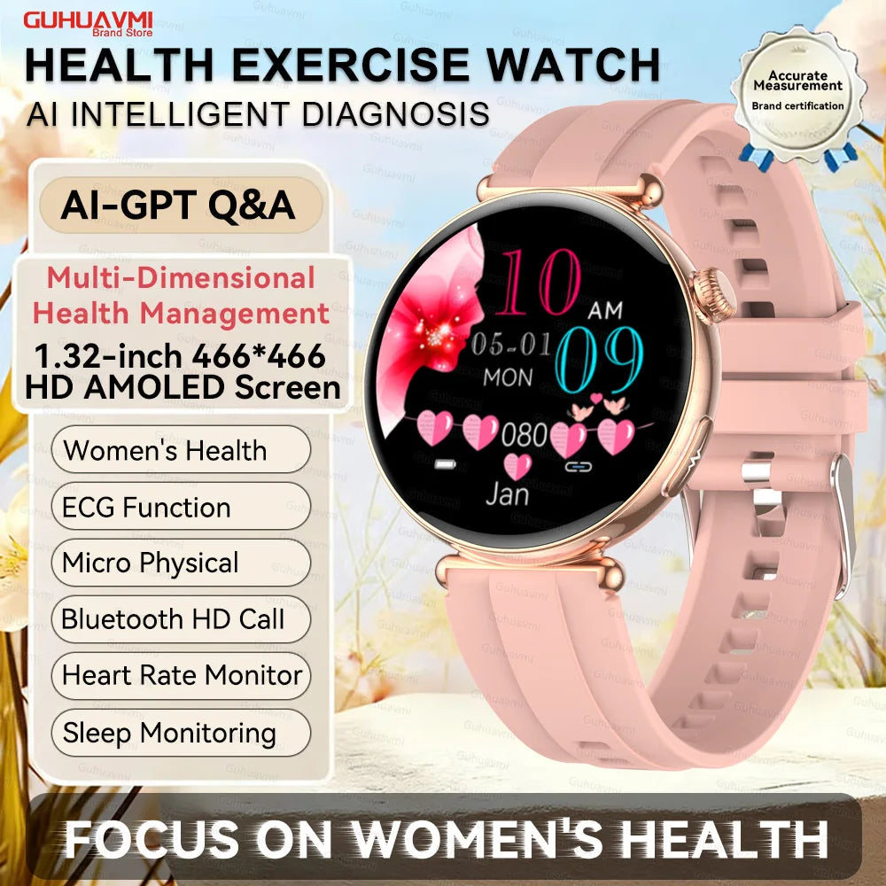 Slim Womens Health Smartwatch ECG with BP AMOLED Call Support