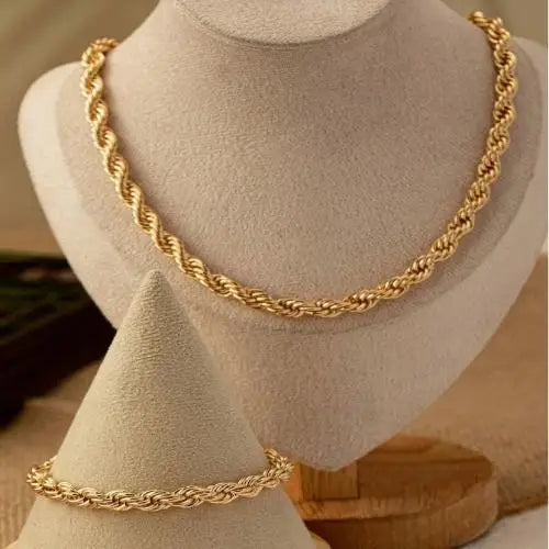 Joyería Mujer Golden Stainless Steel Snake Bone Chain Necklace Hip Hop Chic Women Simple Style Necklace Bracelet Sets Jewelry 팔찌