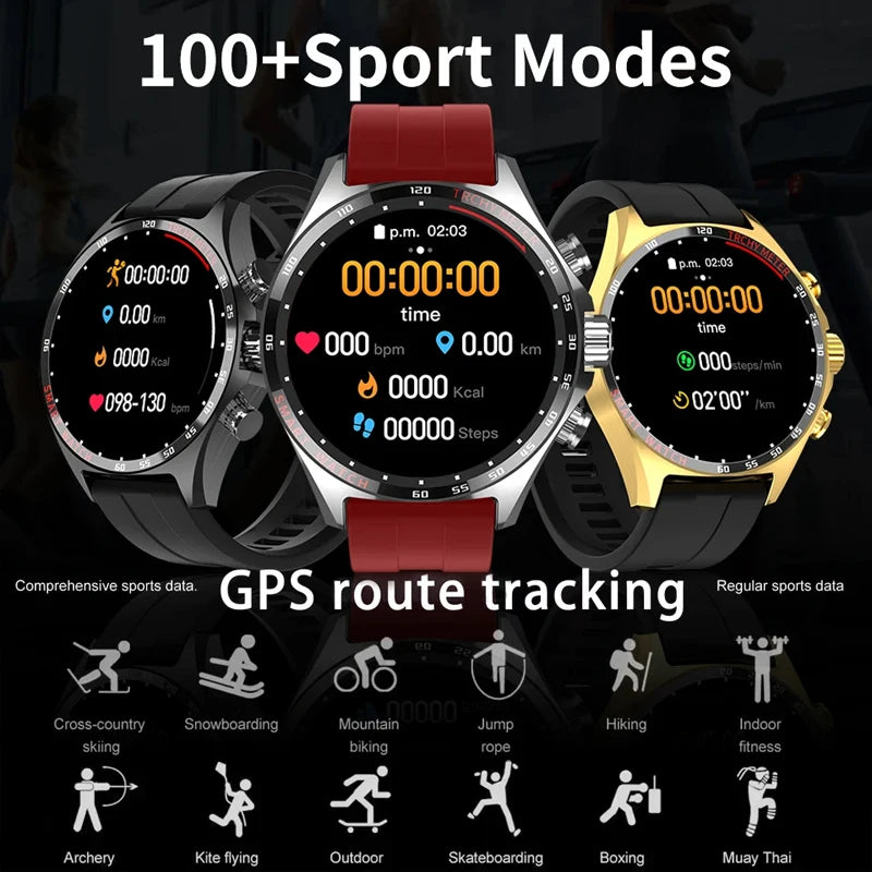 Silver Gold Stainless Steel Color Smart Watch 1.58 Inch Bt Call Nfc Wireless Charging Smartwatch