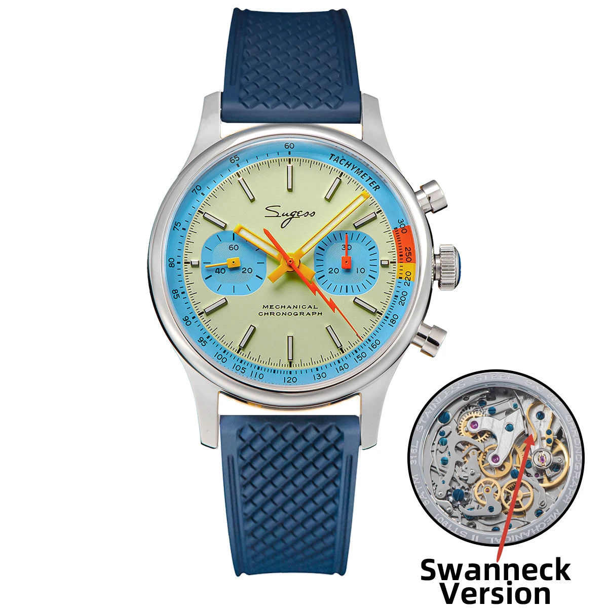 Sugess Men Mechanical Chronograph Seagull ST19