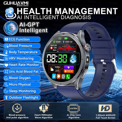 2025 AI Health Smartwatch Body Fat ECG PPG BP SpO₂