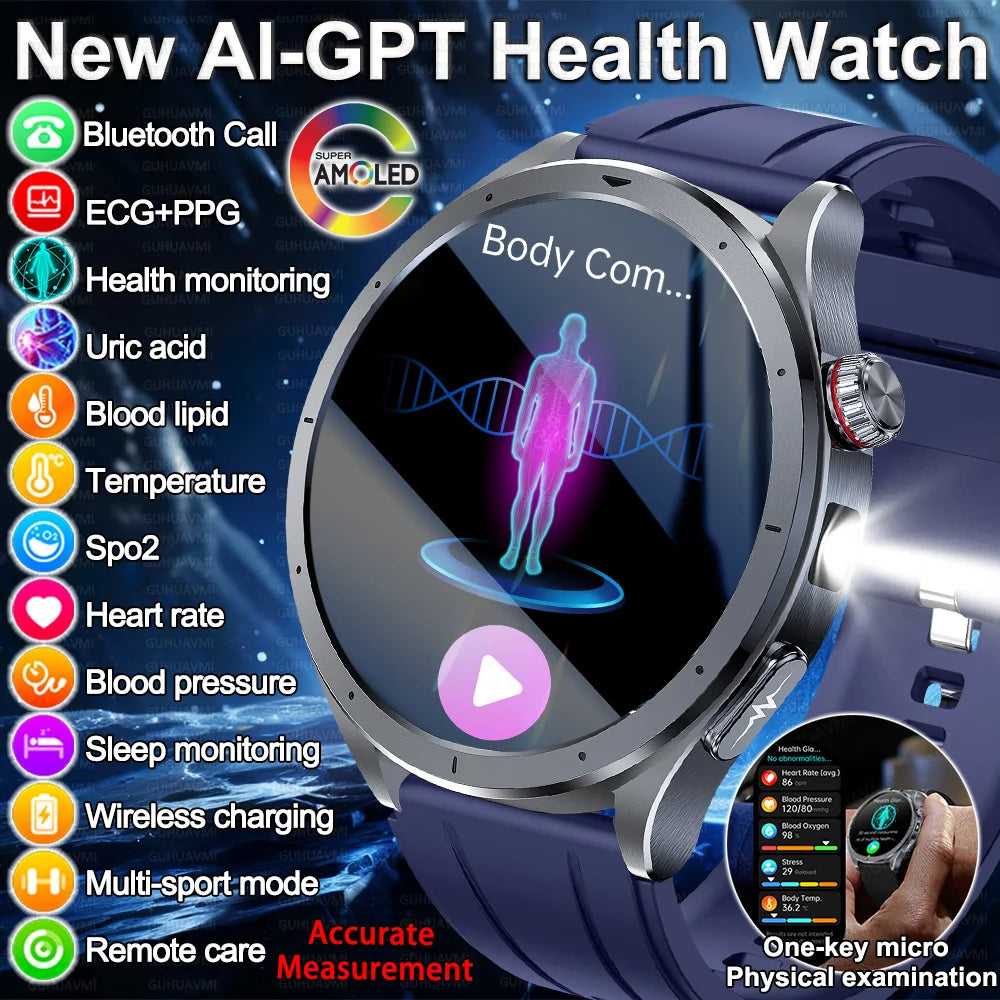 2025 AI Health Smartwatch Body Fat ECG PPG BP SpO₂