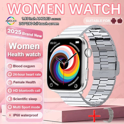 2025 NFC Women’s Smartwatch — 1.85 AMOLED BP & HR BT Call