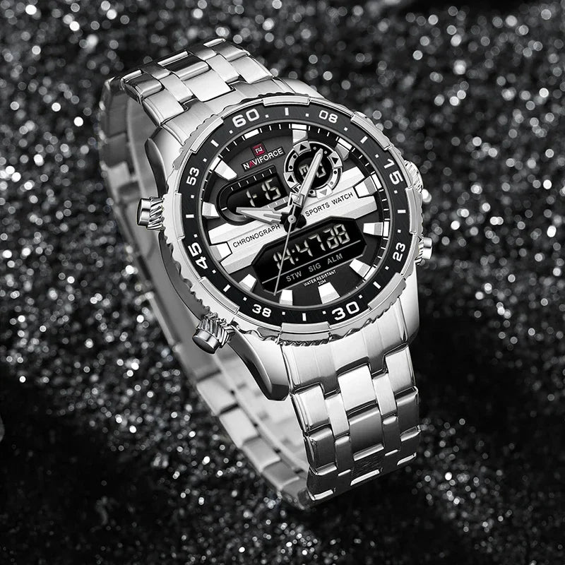 NAVIFORCE NF9234 Original Trend Brand LCD Display Analog Digital Quartz Man Luminous Wristwatch