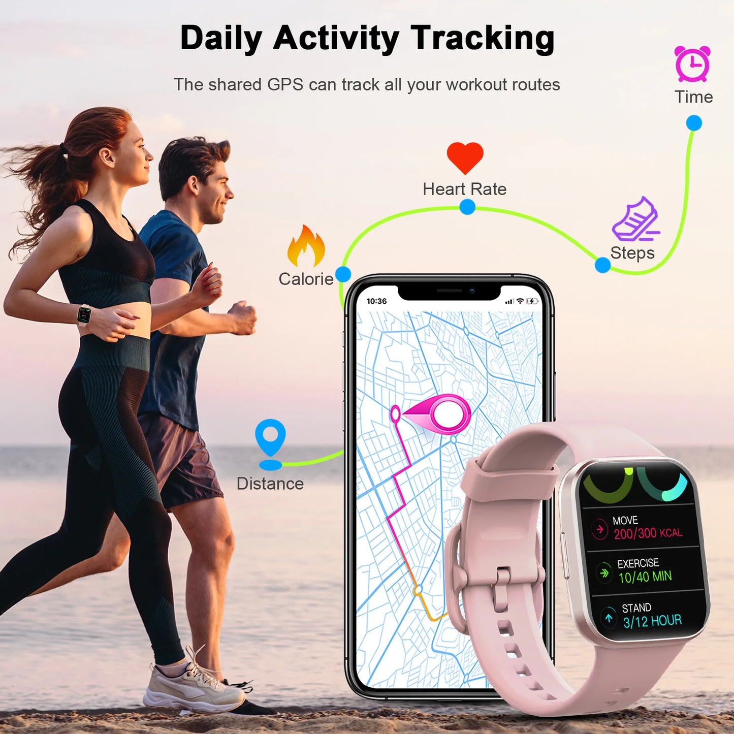 Urban Gear-Smart Watch, Fitness Tracker Watch for Men Women, 1.69''