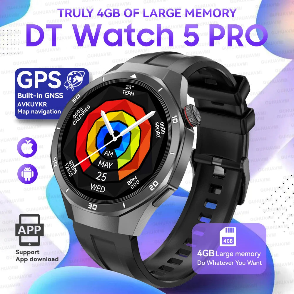Urban Gear  2025 New Watch DT5pro Smart Watch Men 4GB Memory GPS Google Maps App Store Video