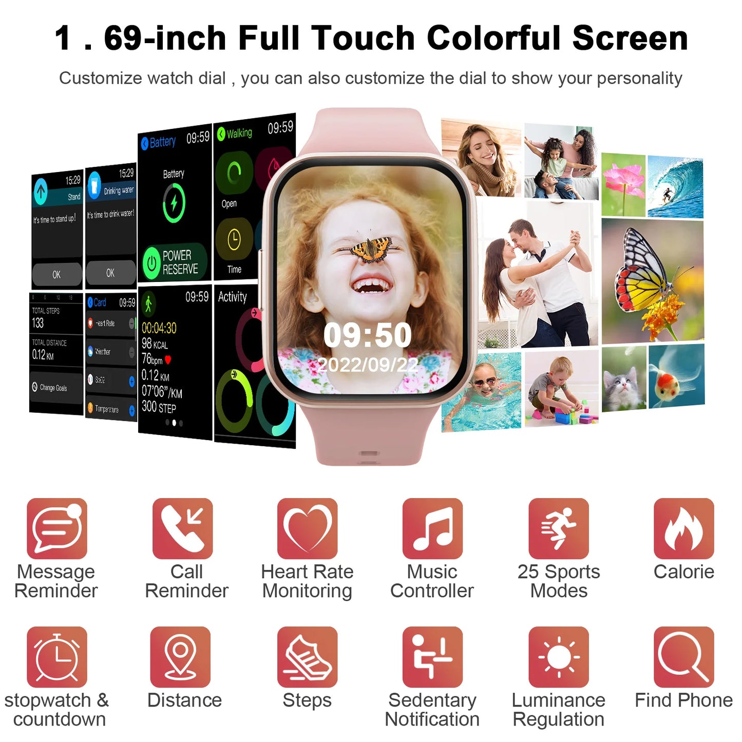Urban Gear-Smart Watch, Fitness Tracker Watch for Men Women, 1.69''