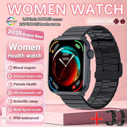 2025 NFC Women’s Smartwatch — 1.85 AMOLED BP & HR BT Call