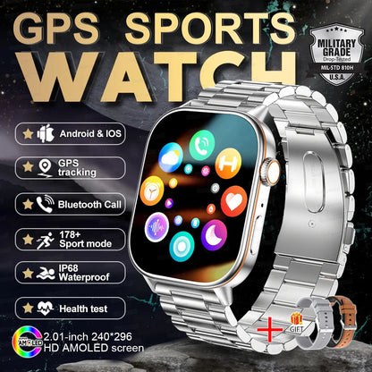 2025 New For Huawei GPS 2.01" HD AMOLED Screen Ultra NFC Series Smart Watch Men Heart Rate BT Call Fitness Smart Bracelet ladies