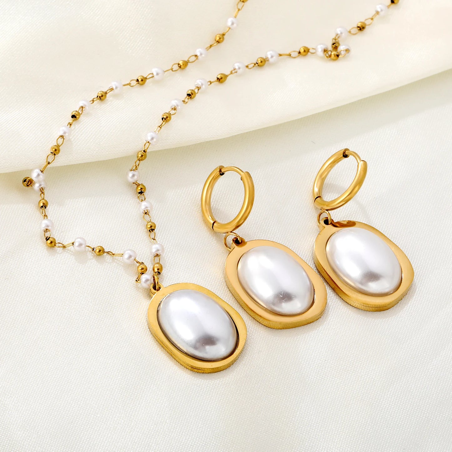 LUXUKISSKIDS Fashion Cubic Love Heart Necklace Earrings Bracelets Stainless Steel Minimalist Jewelry Set Women/Girls Accesories