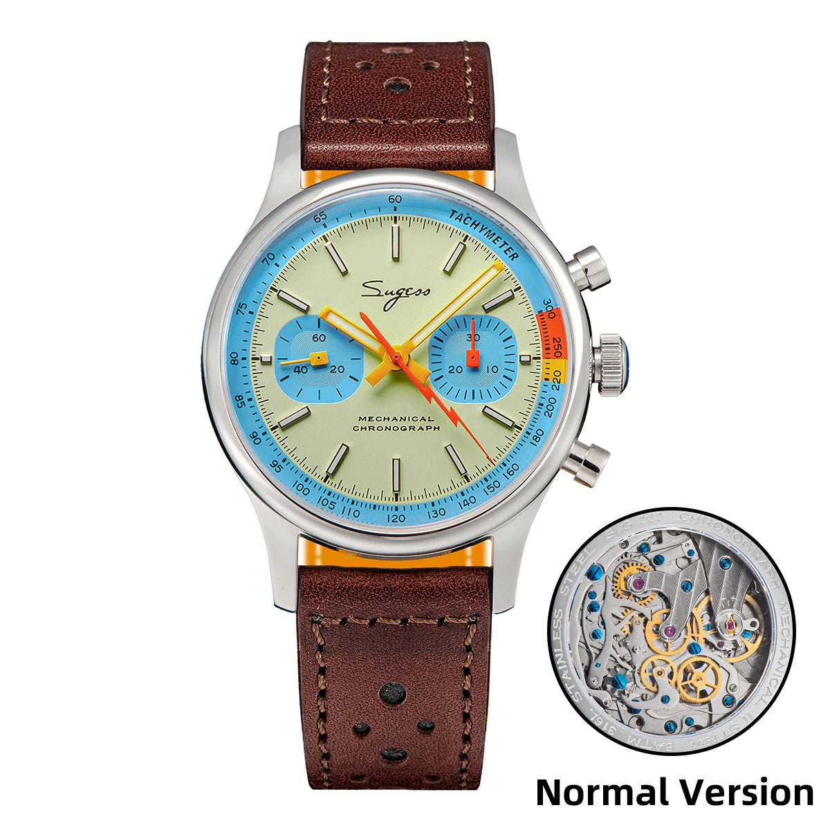 Sugess Men Mechanical Chronograph Seagull ST19