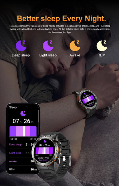 2025 New T-Rex 3 GPS Track Smart Watch Men 3ATM Waterproof UV Infrared 1.39-inch NFC Bluetooth Call Heart Rate Sport Smart Watch