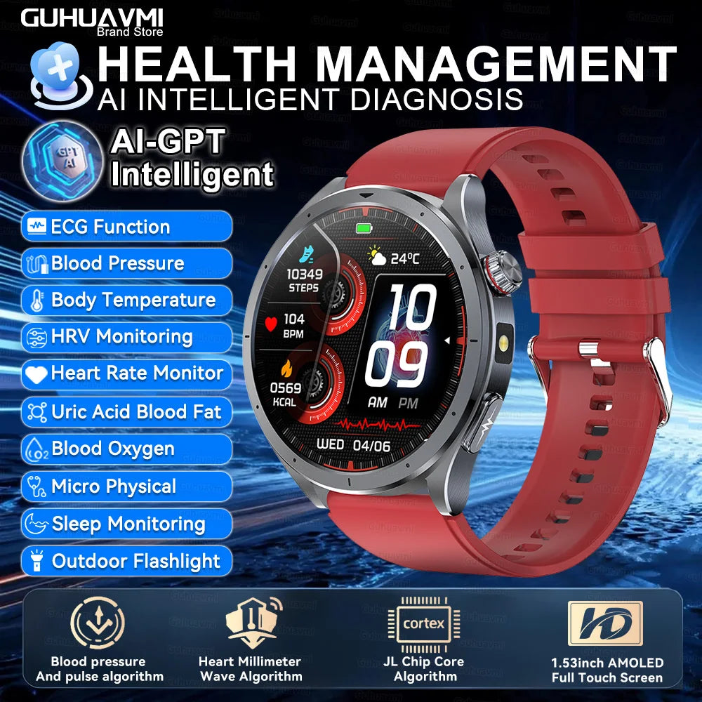 2025 AI Health Smartwatch Body Fat ECG PPG BP SpO₂